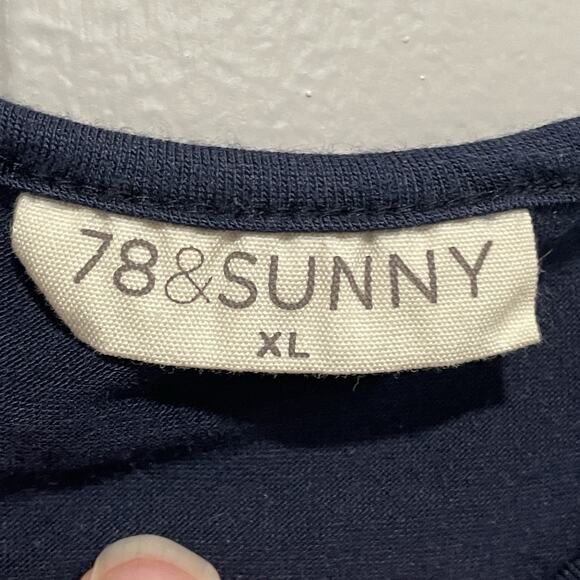 78 & Sunny Womens Modal Lightweight Cap Sleeve Top Size XL Blue Relaxed Fit - Picture 2 of 6